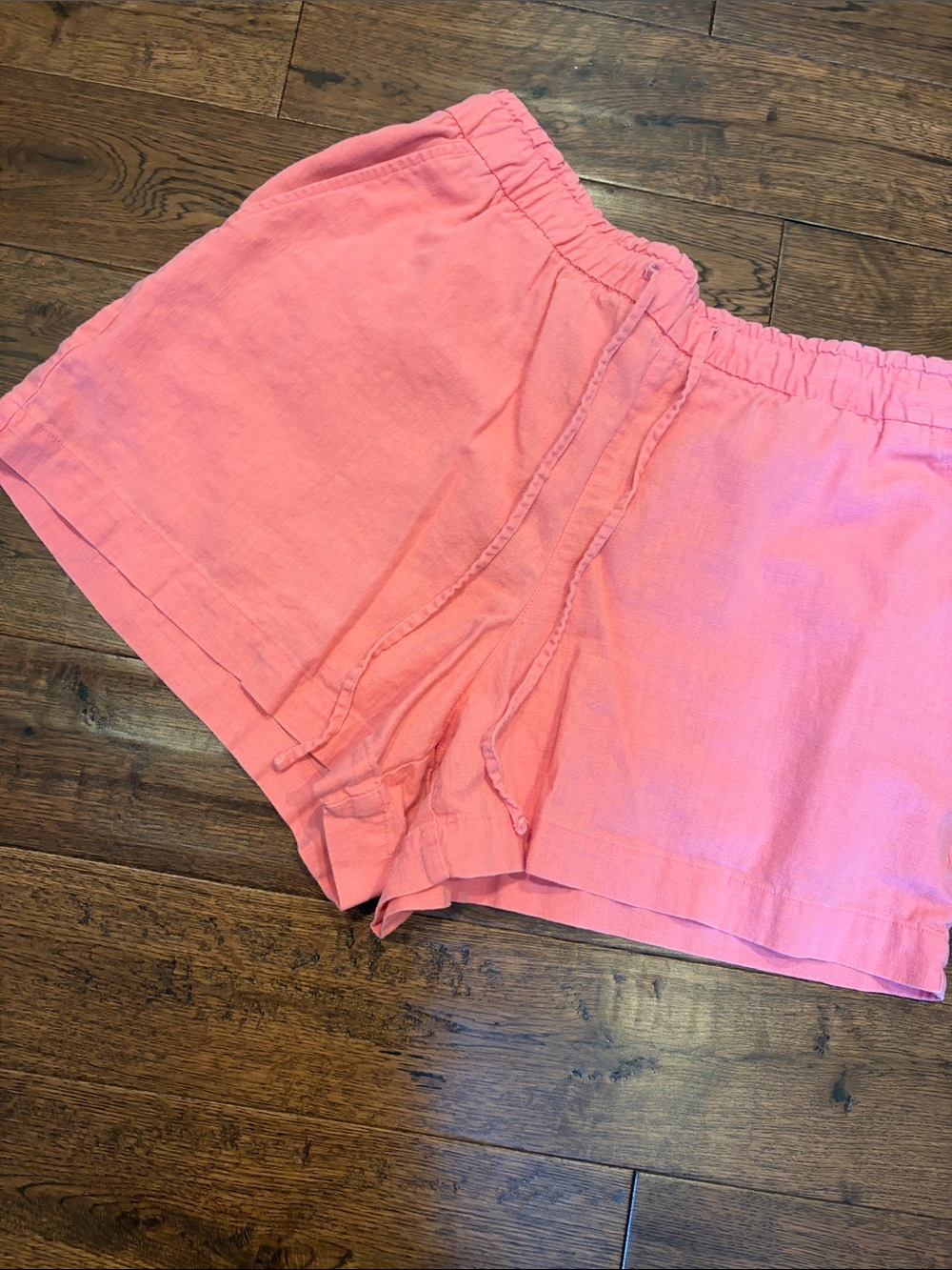 GAP Coral Pink Drawstring Linen-Blend Shorts